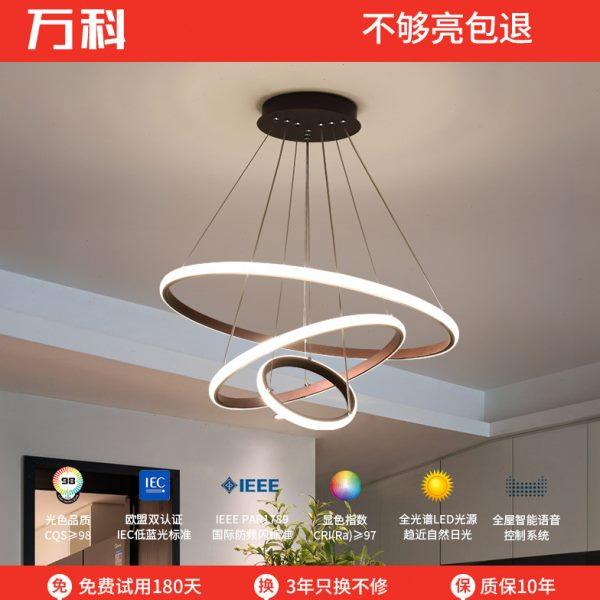 万科餐厅吊灯现代简约小客厅灯餐桌吧台圆环家用创意个性饭厅灯具,家装灯饰光源,护眼吊灯,淘宝优惠券,粉丝福利购,淘宝优惠卷