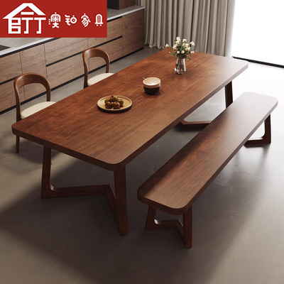 澳铂全实木餐桌带椅子小户型家用吃饭桌子北欧餐厅桌椅组合长条桌