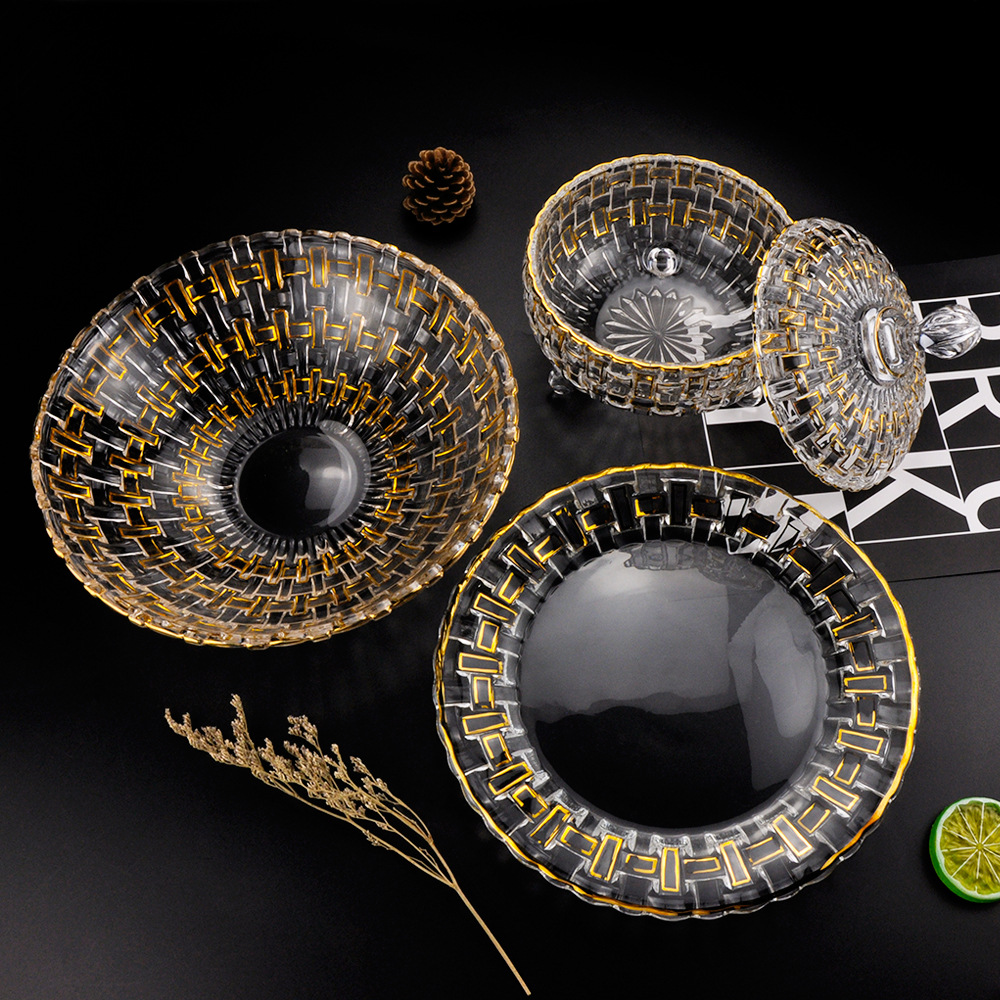 XXSP 北欧轻奢高档家用客厅玻璃平盘水果盘果斗储物家居摆件批发