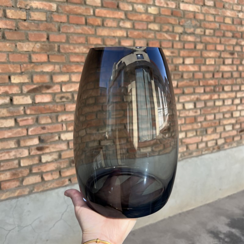 原色I b墨染 高级感玻璃花瓶透明客厅插花郁金香百合餐桌摆件花器