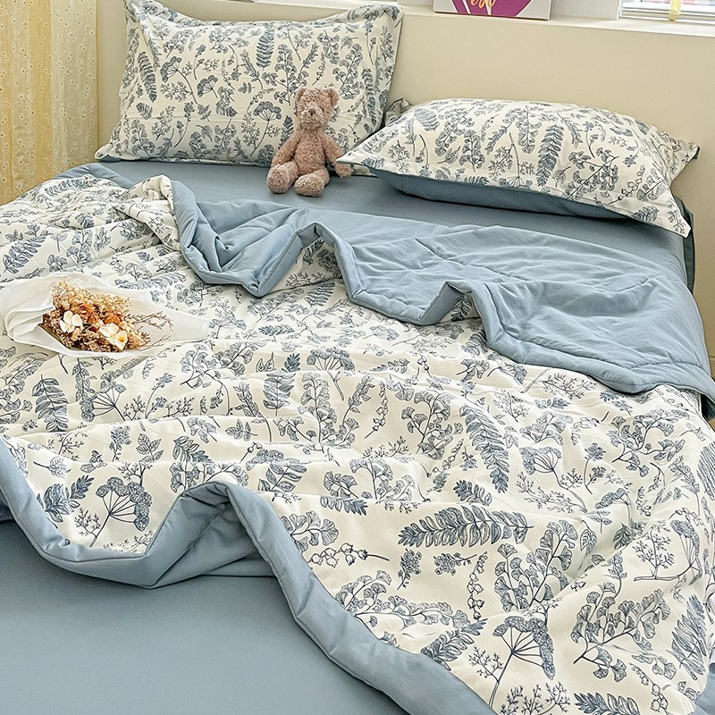 A类大豆纤e维双层纱夏凉被四件套夏季单人宿舍薄款被子夏天空调被