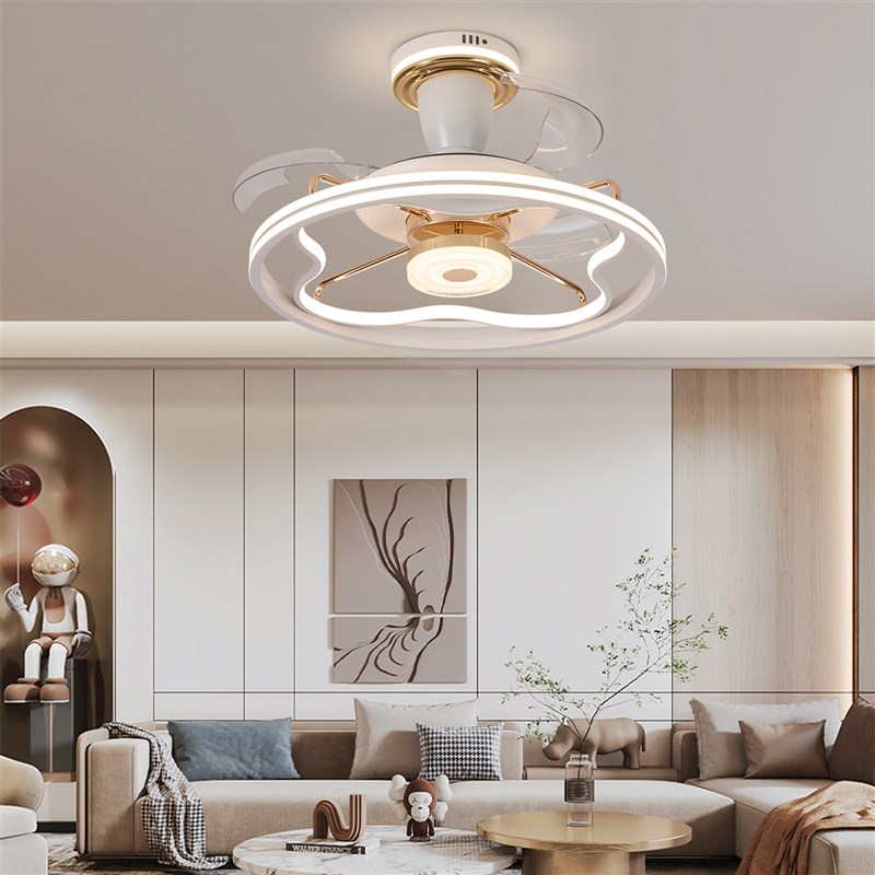 智能静音风扇灯遥控吸顶卧室饭厅客F厅新款北欧轻奢简约吊扇灯