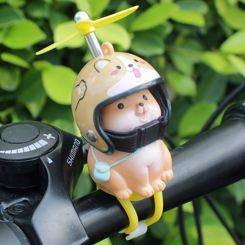 可爱小狗电动车装饰摆件卡通w动物平衡电瓶自行头盔送同学生日礼
