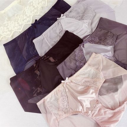 国专爱M高端高腰丝网仿真丝缎无痕蕾丝性感内裤五色全店满68包邮