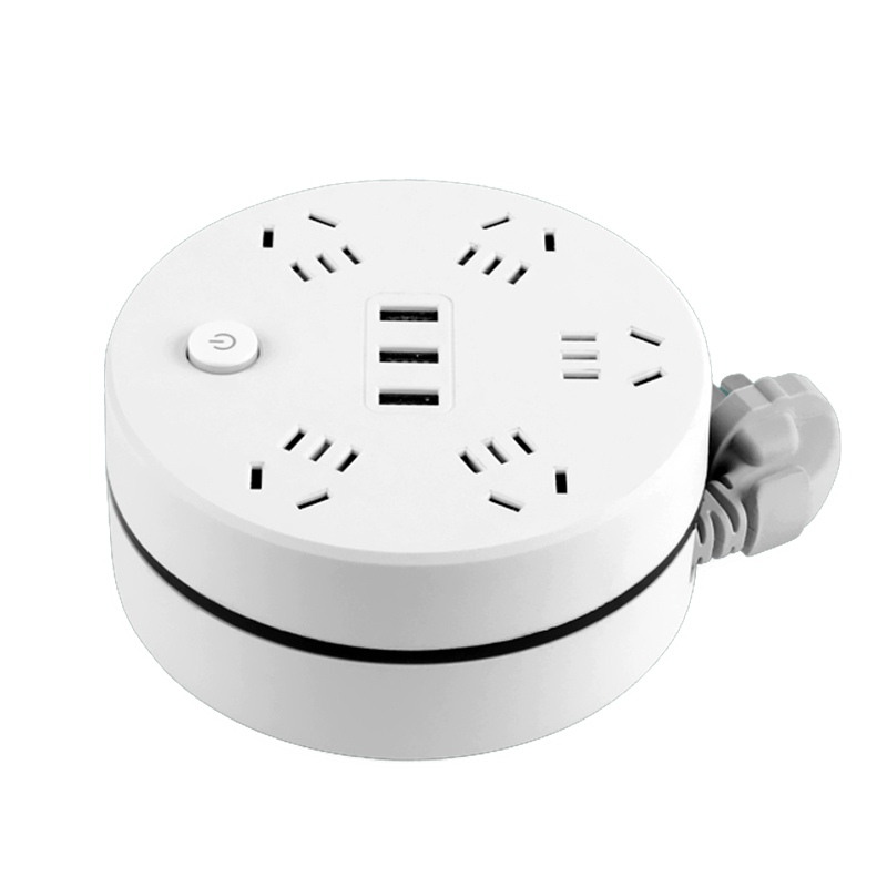 可收纳插排家用学j生宿舍办公带长线USB插线板爬墙多功能插座插板