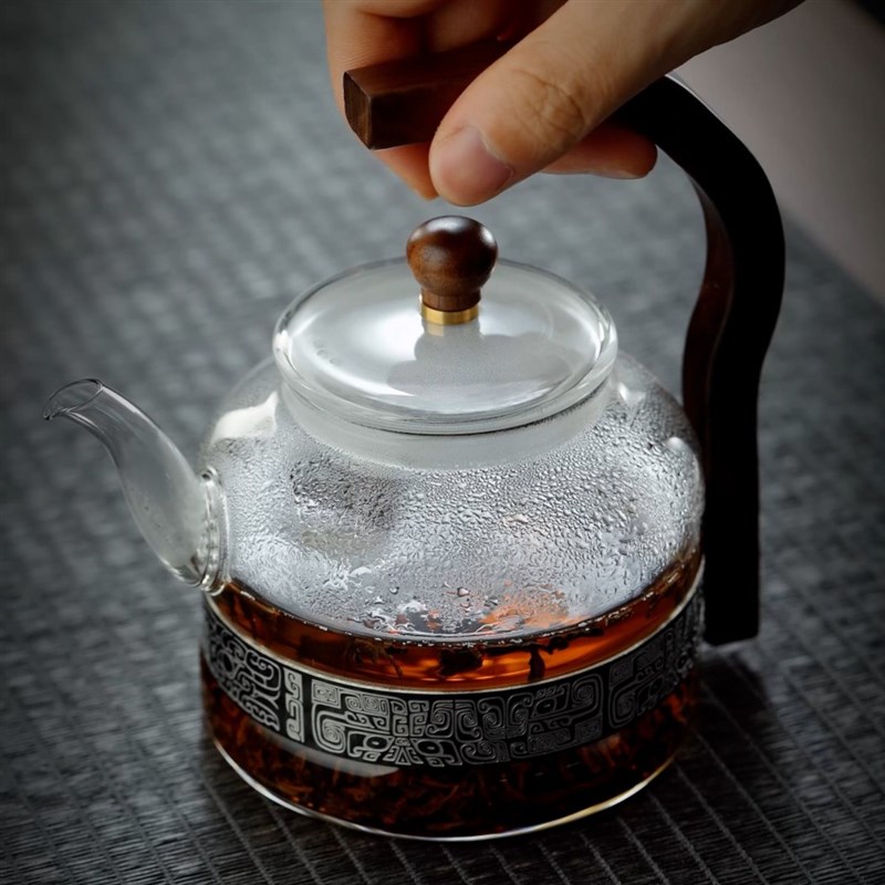 玻璃茶壶耐高温单煮茶器沏红茶冲绿茶泡R功夫茶具防烫木把