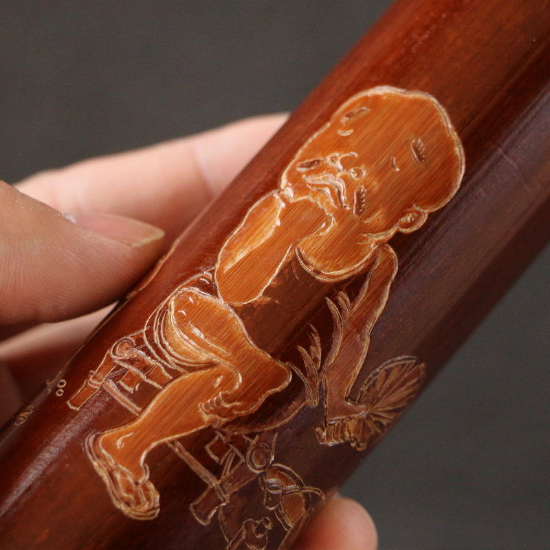 纯手工雕刻真宗广西老煤竹t茶叶罐文玩收藏手刻便携式红茶仓短香