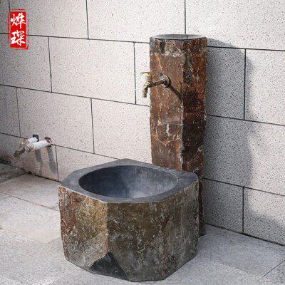 石头拖把池庭院六方石拖布池阳台卫生间家用水池户外墩布池水盆