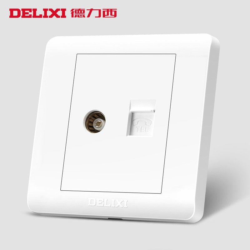 德力西86型电视电话插座家用有线电视和电话组合面板暗装墙壁开关