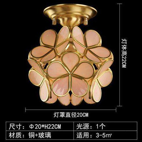 欧式入户进门走廊门厅全铜吸顶灯单头艺术铜花瓣玄关灯具6036 单