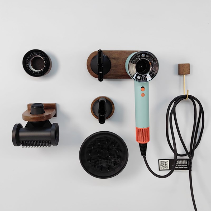 黑胡桃实木Hd16l戴森吹风机支架免打孔Hd15置物架风嘴架收纳架壁