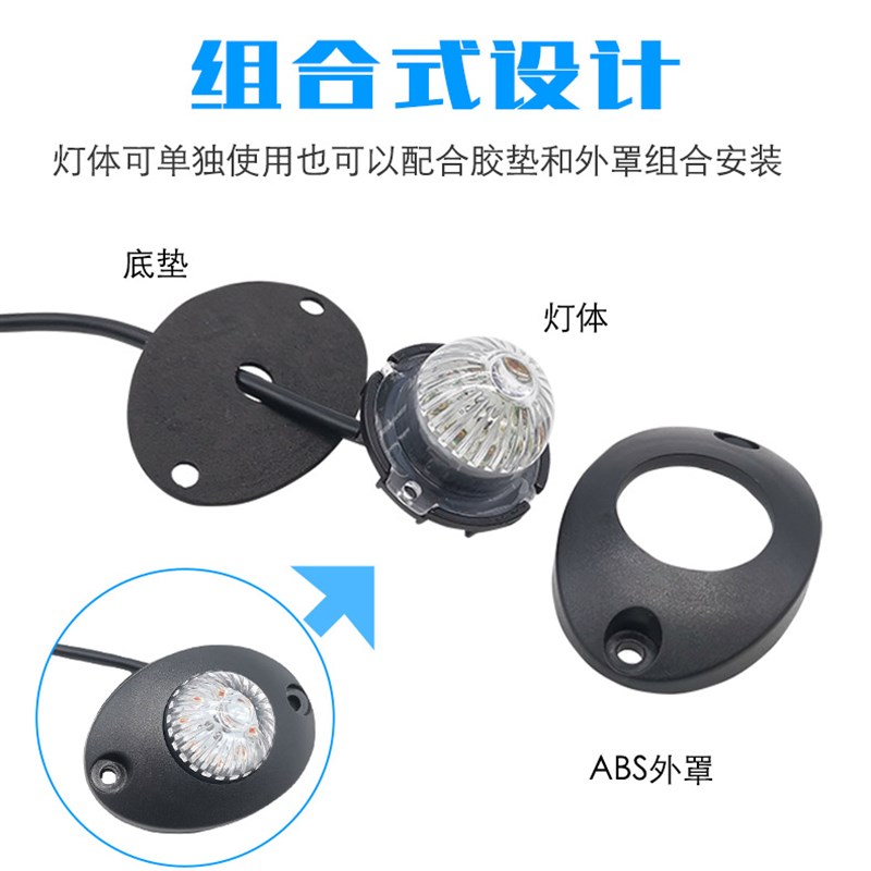 高亮LED红蓝变色鹰眼r爆闪灯中网飞机灯货车警示边灯摩托车领航灯