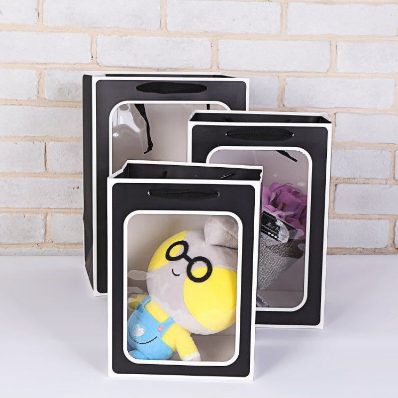 白卡开窗鲜花礼品袋蛋糕透明包装袋印花logo纸袋