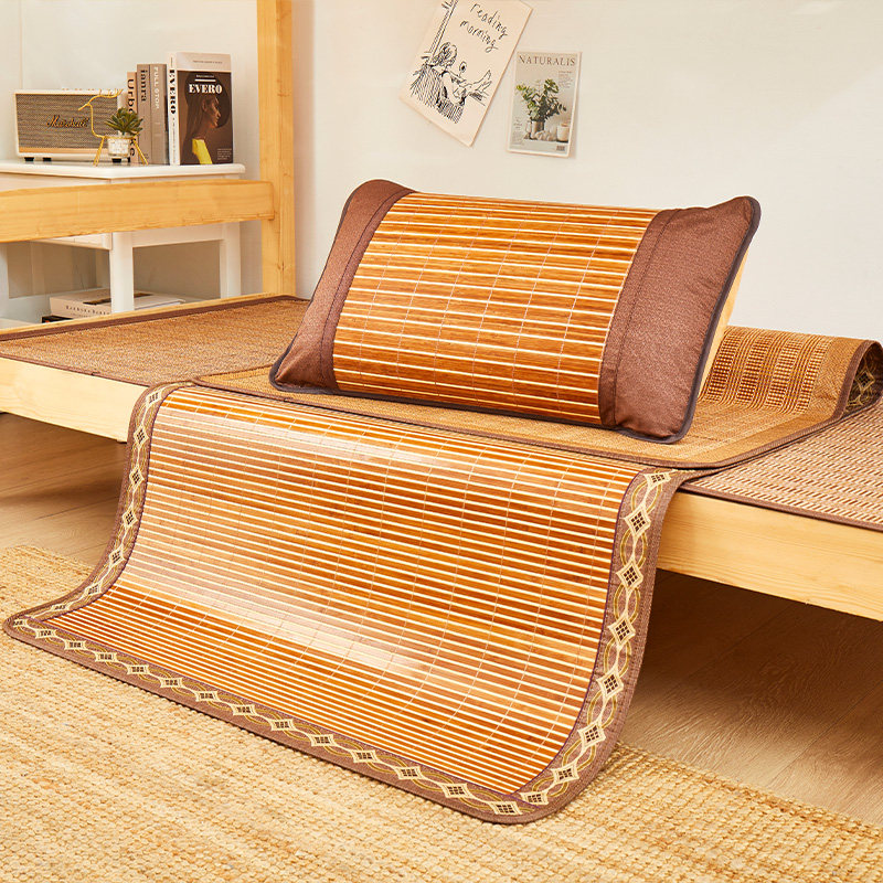 学生宿舍竹席单人床凉席0.9m夏季寝室可折叠双面竹子1.2席子草席