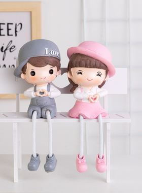 简约家居客厅电视柜房间娃娃装饰品  卡通吊脚娃娃隔板店面小摆件