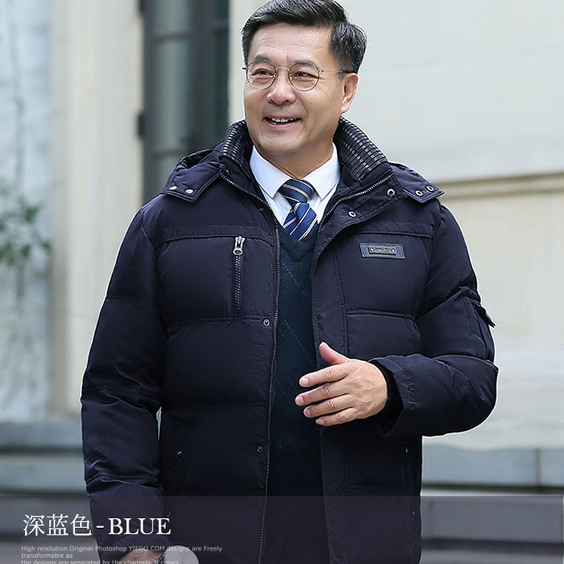 中年男本命年红色羽绒外套中老年爸爸父亲爷爷酒红色枣红羽绒服男