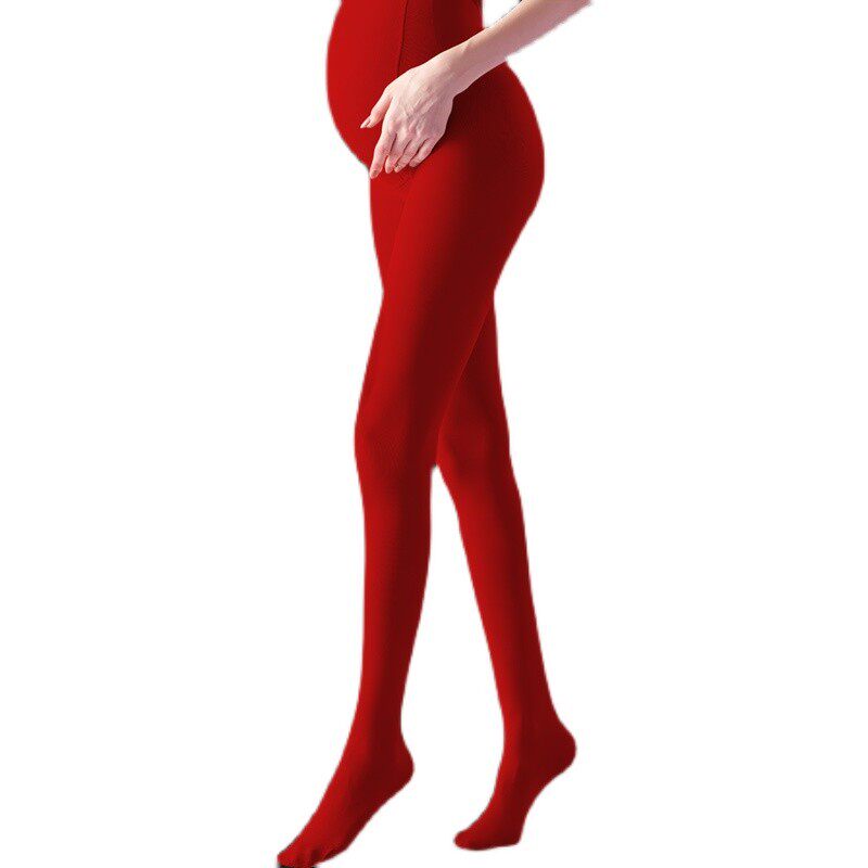 大红色孕妇打底裤本命年春秋薄款踩脚结婚秋冬加绒加厚保暖连脚袜