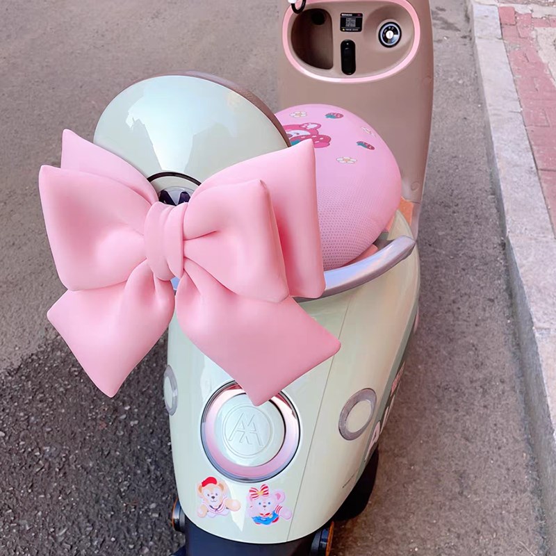 机车改装后座头装饰爱玛晴天露娜九号电动车摆件尾贴蝴蝶结自粘