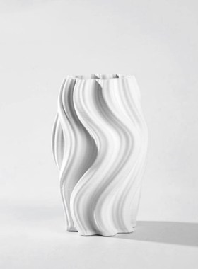 现代简约欧式白色陶瓷不规则花器样板间售楼处餐厅玄关饰品摆放