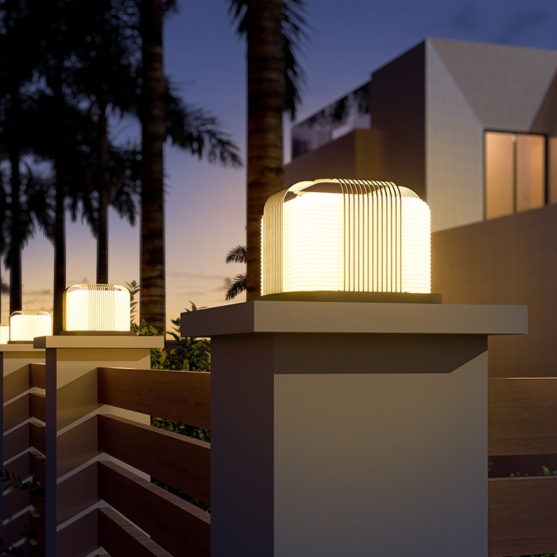 太阳能柱头灯不锈钢户外防水庭院灯现代简约花园墙头灯别墅围墙灯