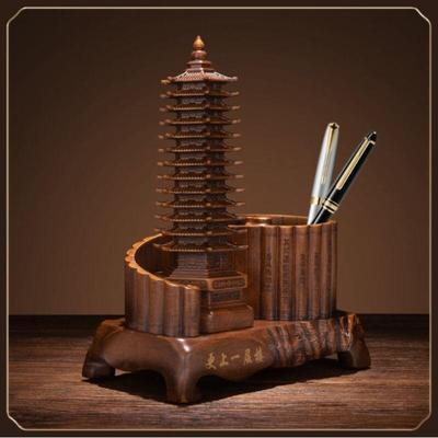 十三层文昌塔笔筒摆件九层工艺礼品摆饰木纹送孩子礼物学生开学书