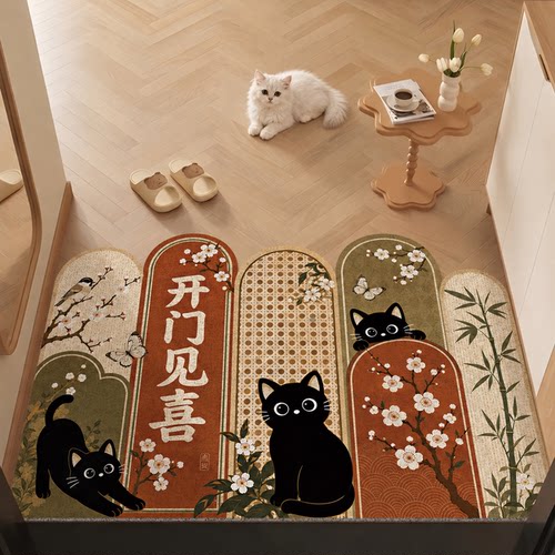 入户防滑猫咪丝圈可裁剪门垫