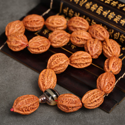 长白山东北大秋子狮子头文玩核桃18颗佛珠念珠手持手把玩件包浆男