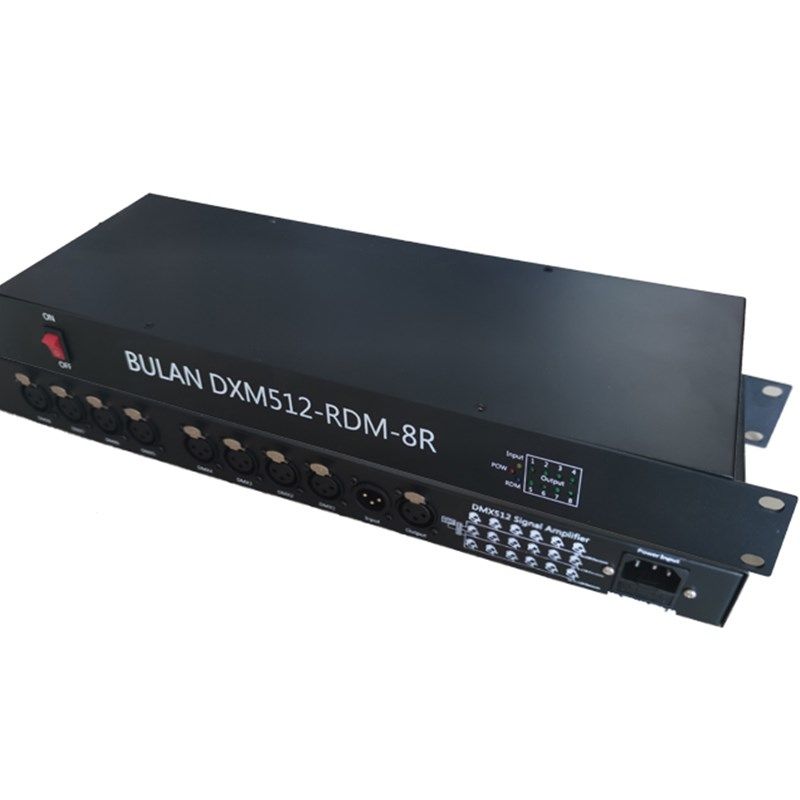 舞台灯光光电隔离工程款8路RDM DMX512信号放大器远程拨码放大器