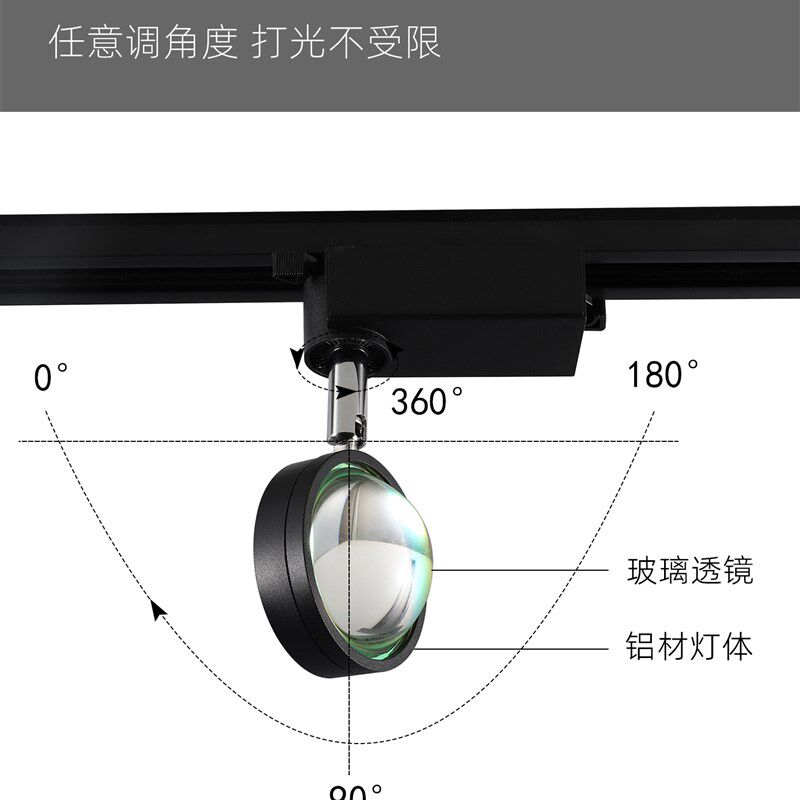 客厅表面安装轨道聚光灯大气光可调角度山背景墙Led导轨日落聚光