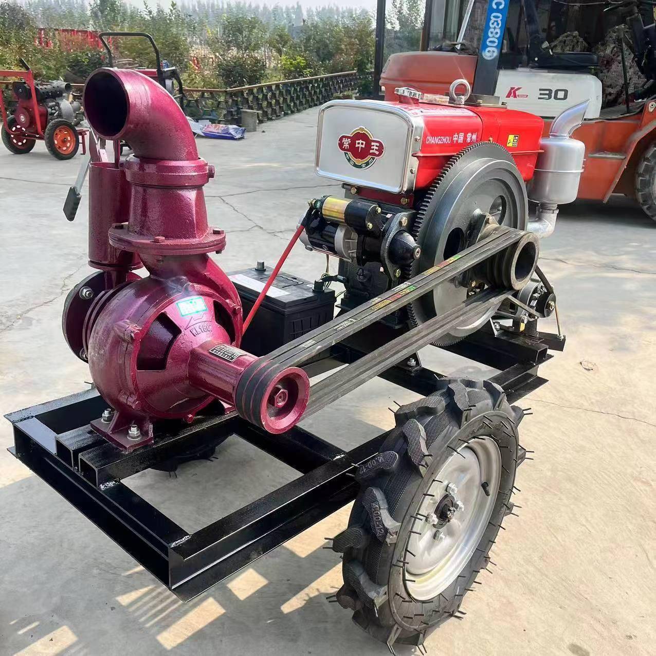 柴油机带4寸流量泵流量180立方吸程10米带微喷滴灌排水排涝