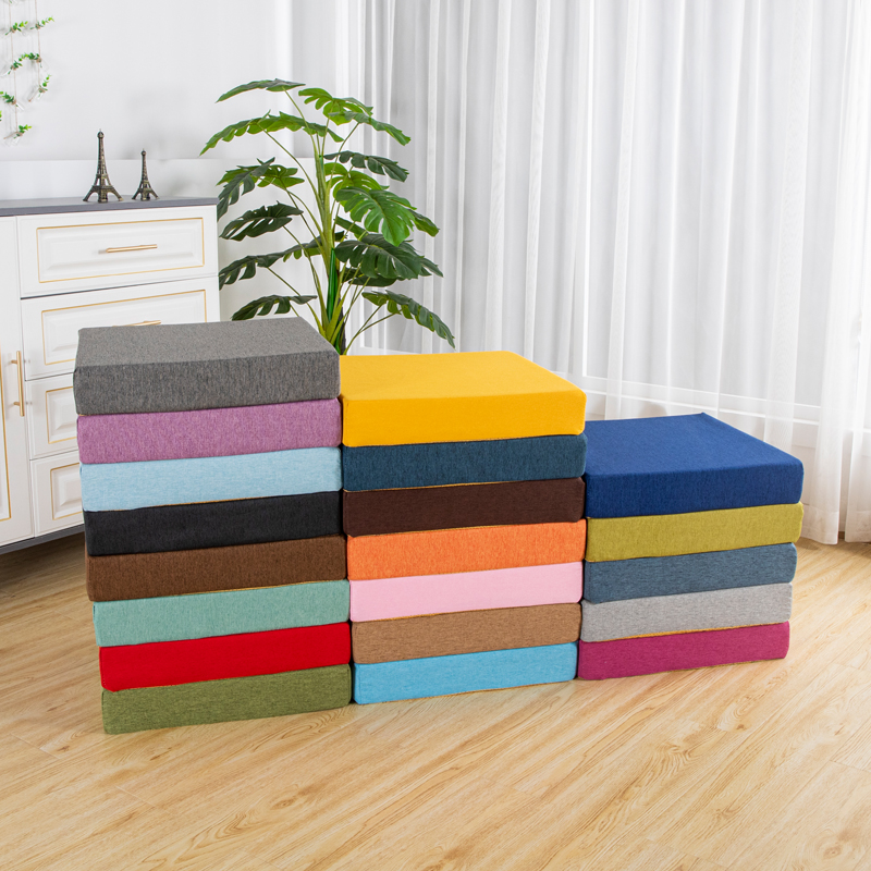 加硬海绵亚麻坐垫办公室久坐增高椅子垫加厚N实木沙发垫飘窗垫定