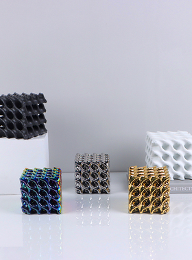 现代简约样板房家居软装饰品桌面摆设3D打印陶瓷立体几何镂空摆件