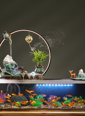 流水摆件循环水客厅电视柜装饰品办公室桌面鱼缸乔迁礼品自带过滤