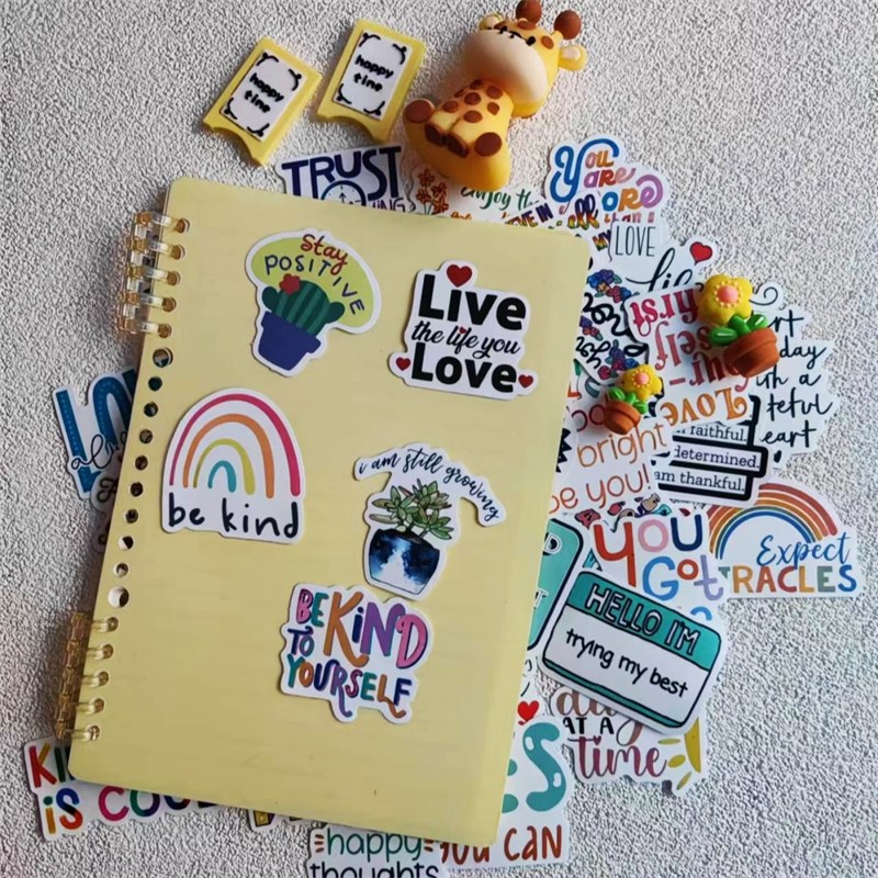 52张英文版励志语录彩色贴纸鼓励学习装饰笔记本头盔相框手账手机