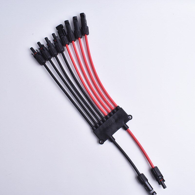 4光伏红黑Y型连接器 太阳能板接头电缆2至4Y型分支并联线连接器