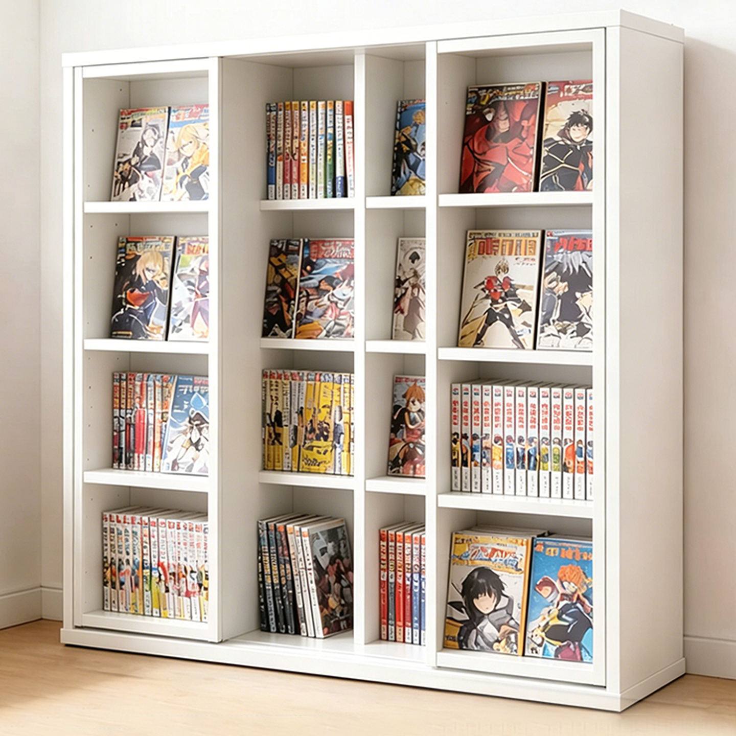 日式漫画滑轨书柜双层移动书架简约陈列展示架卧室多层置物收纳柜