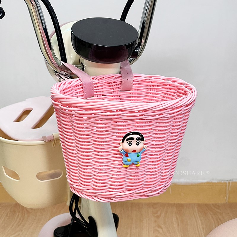 电动车前置挂篮多功能收纳筐可爱卡通卡皮巴拉单车滑板车复古车篮