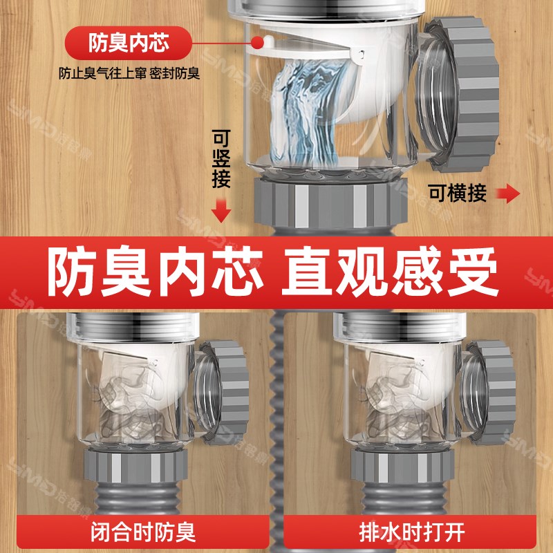 洗手盆下水管防反臭神器洗脸盆排水管道面盆台盆池软管下水器配件