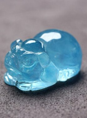 蓝色水晶福猪魔鬼蓝海蓝宝石十二生肖小猪卡通萌宠吊坠路路通桶珠
