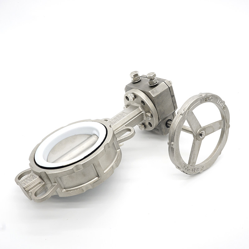 全不锈钢30416L四氟涡轮对夹手动碟蝶阀软密封D371F-106PDN658100