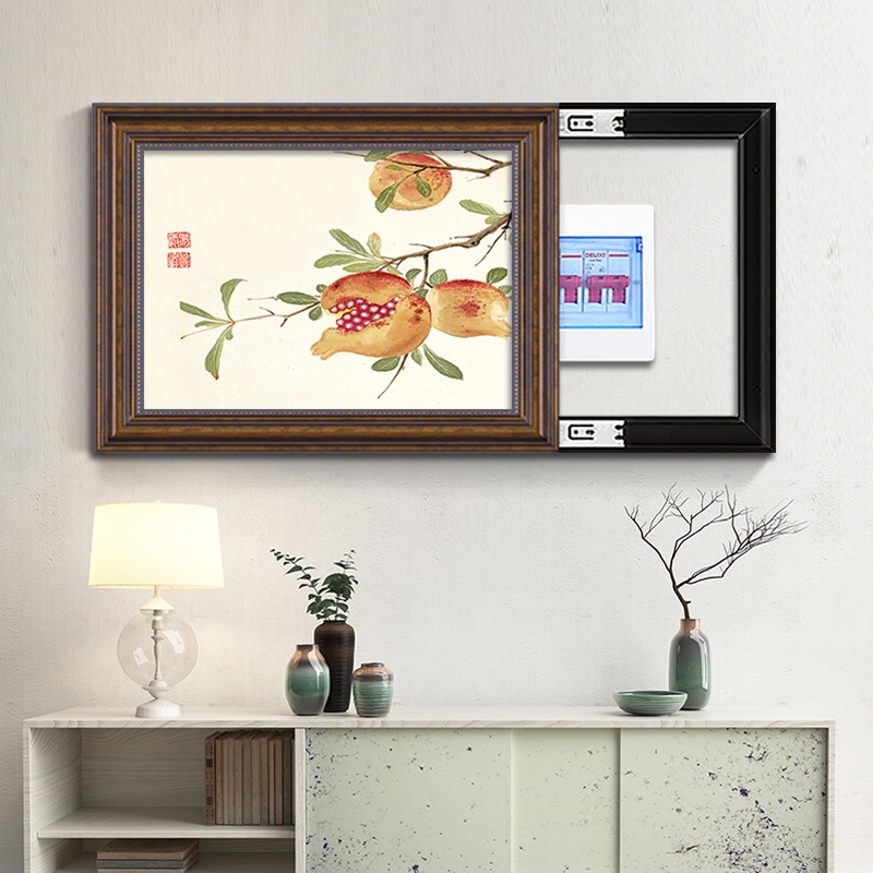 事事如意电表箱装饰画免打孔遮挡箱中式电闸盒配电箱挂V画2021新