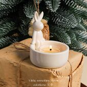 不二兔烛台可爱香薰蜡烛治愈创意烤火桌面装 饰小摆件礼盒生日礼物