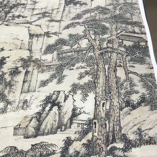 清 四僧 弘仁渐江 松溪石壁图立轴 仿古山水国画高清宣纸微喷装饰