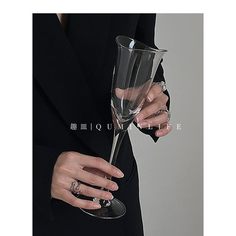 Qumin 春日素语 杨柳依依 喇叭形轻奢红酒杯葡萄酒高脚杯红酒杯