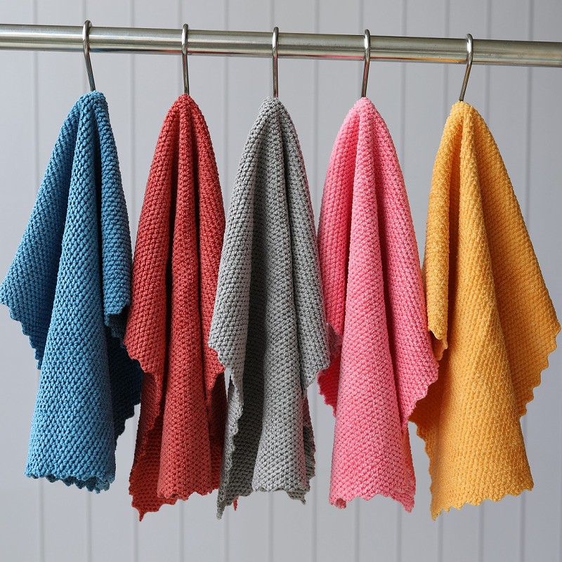 5条吸水抹布不掉毛家务清洁布厨房不沾油洗碗巾餐厅擦玻璃桌子布