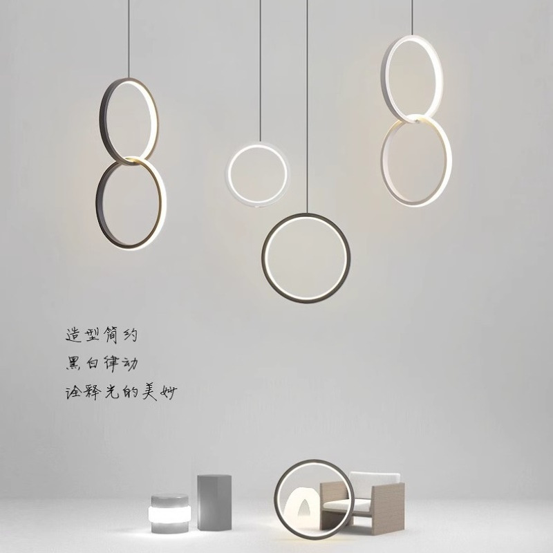 现代简约led长线吊灯创意北欧咖啡厅吧台高级感艺术卧室床头吊灯