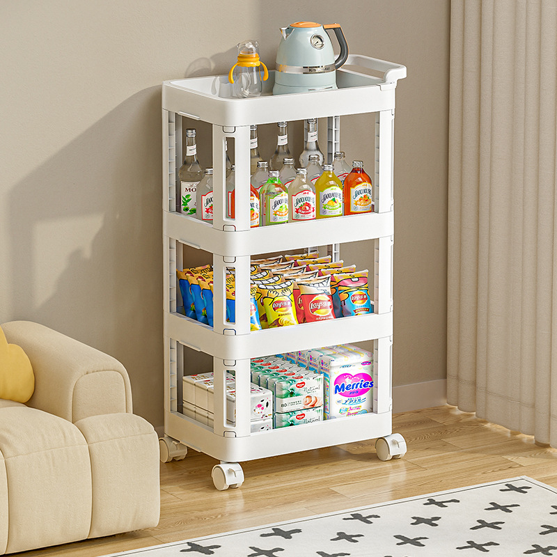 家居收纳手推车置物架落地可移动带轮客厅厨房小推车收纳储物架子