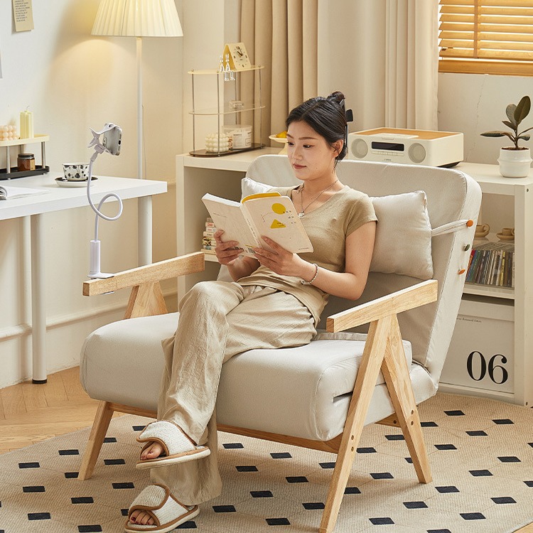 单人沙发床折叠两用小户型客厅原木风临时留宿床懒人沙发家具