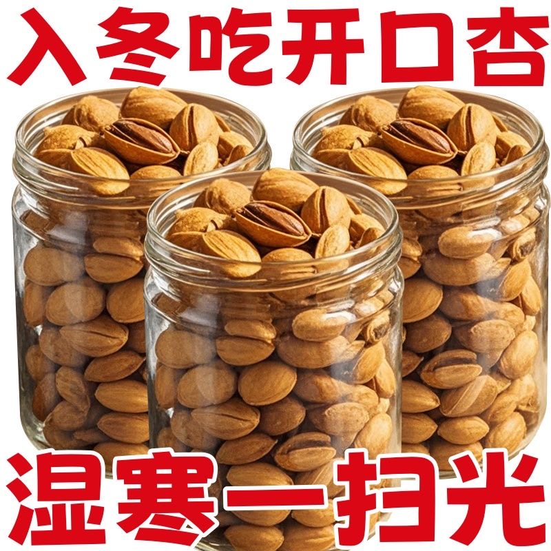 新疆特产杏核开口小银杏500g坚果杏仁开口杏原味零食五香干果新货