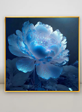 ks色系新款客厅卧室简约现代蓝色牡丹花卉装饰手工点钻绣满钻石画